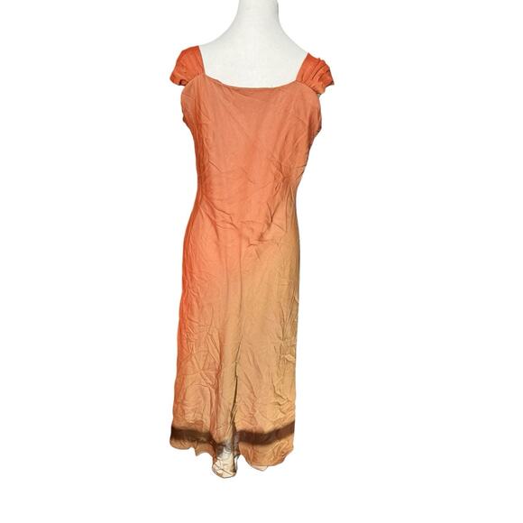 Vintage Silk Copper Gradient Evening Gown Cap Sleeve - Picture 4 of 11